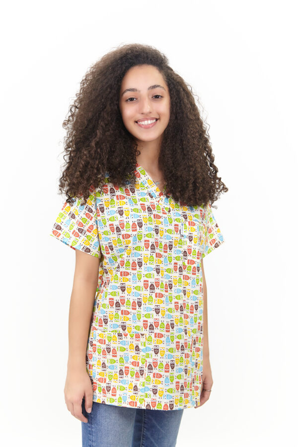 Patternmix U-seX Yeşil Baykuşlar V Yaka Desenli Üst - Görsel 4