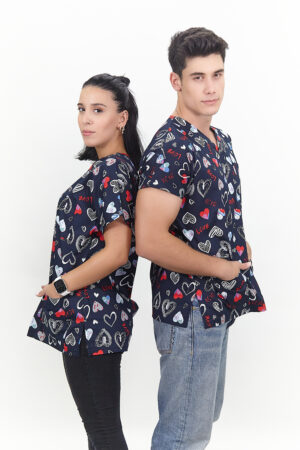Patternmix U-seX Kalp & Aşk V Yaka Likralı Üst