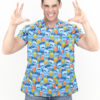 Patternmix U-seX Monster Unisex V Yaka Desenli Üst