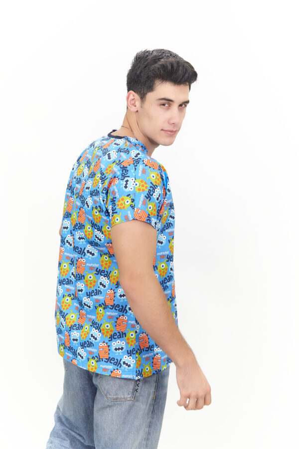 Patternmix U-seX Monster Unisex V Yaka Desenli Üst - Görsel 2