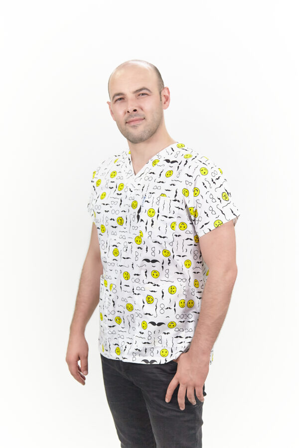Patternmix U-seX Smiling Faces V Yaka Desenli Üst - Görsel 3