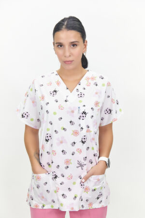 Patternmix U-seX Mor Uğur Böceği V Yaka Desenli Üst