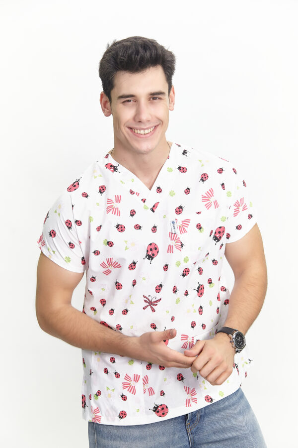 Patternmix U-seX Kırmızı Uğur Böceği V Yaka Desenli Üst - Görsel 7