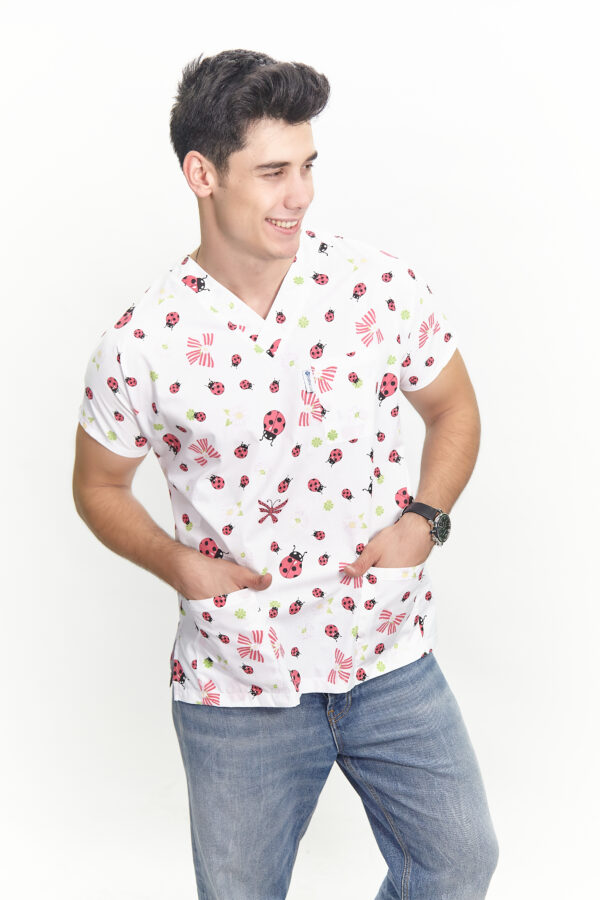 Patternmix U-seX Kırmızı Uğur Böceği V Yaka Desenli Üst - Görsel 6