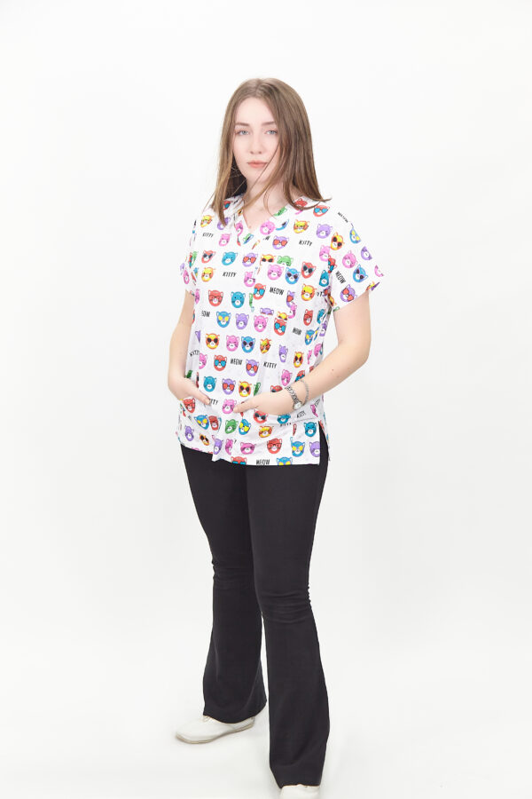 Patternmix U-seX Kitty Cat V Yaka Desenli Üst - Görsel 2