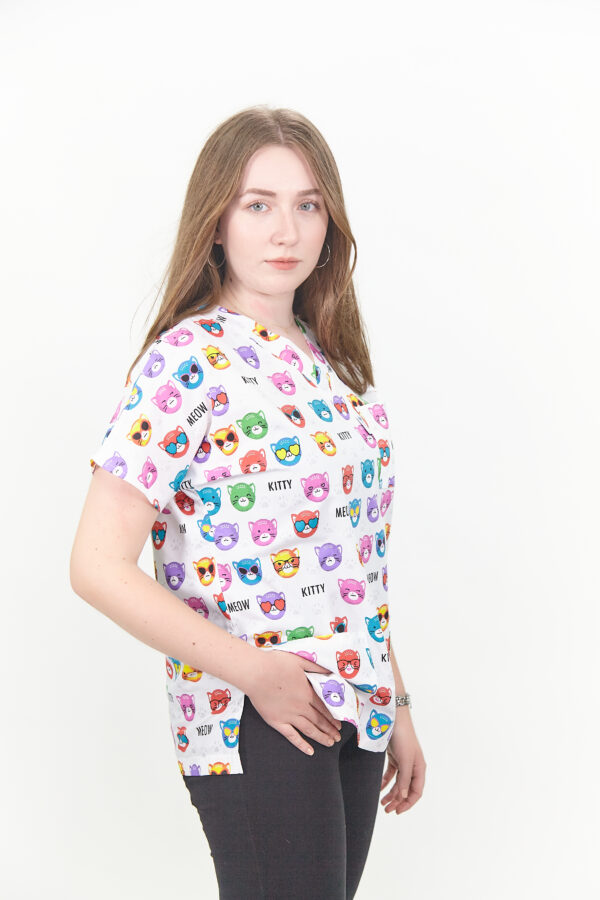 Patternmix U-seX Kitty Cat V Yaka Desenli Üst - Görsel 5
